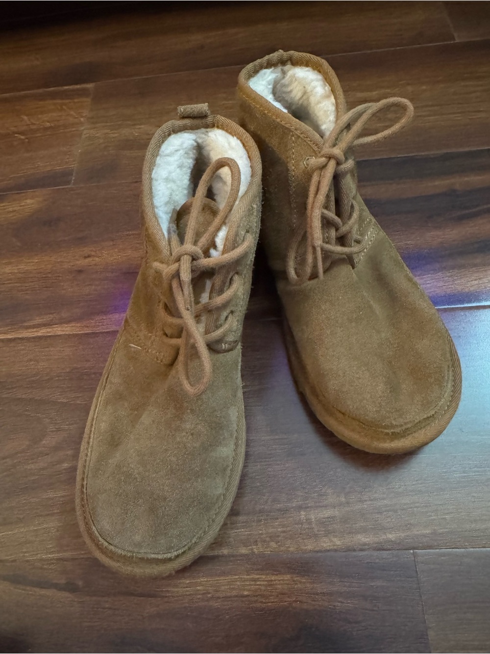 UGG Cozy Tan Suede Lace-Up Boots Size 6